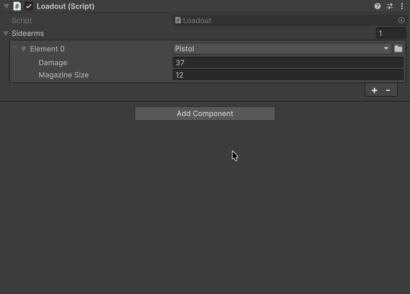 “+” on Sidearms opens the class picker and adds a Shotgun