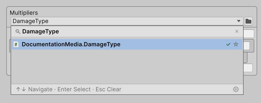 DamageType in the type selector of the Multipliers header